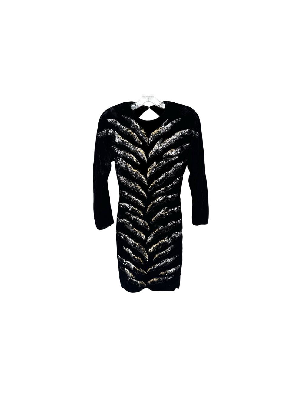 Carolyne Roehm Animal Print Sequin Black Velvet Dress Size 6 Union Made ILGWU